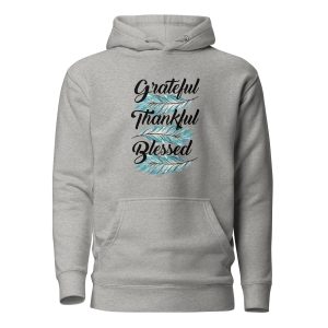 Grateful Thankful Blessed Teal Feathers Unisex Hoodie