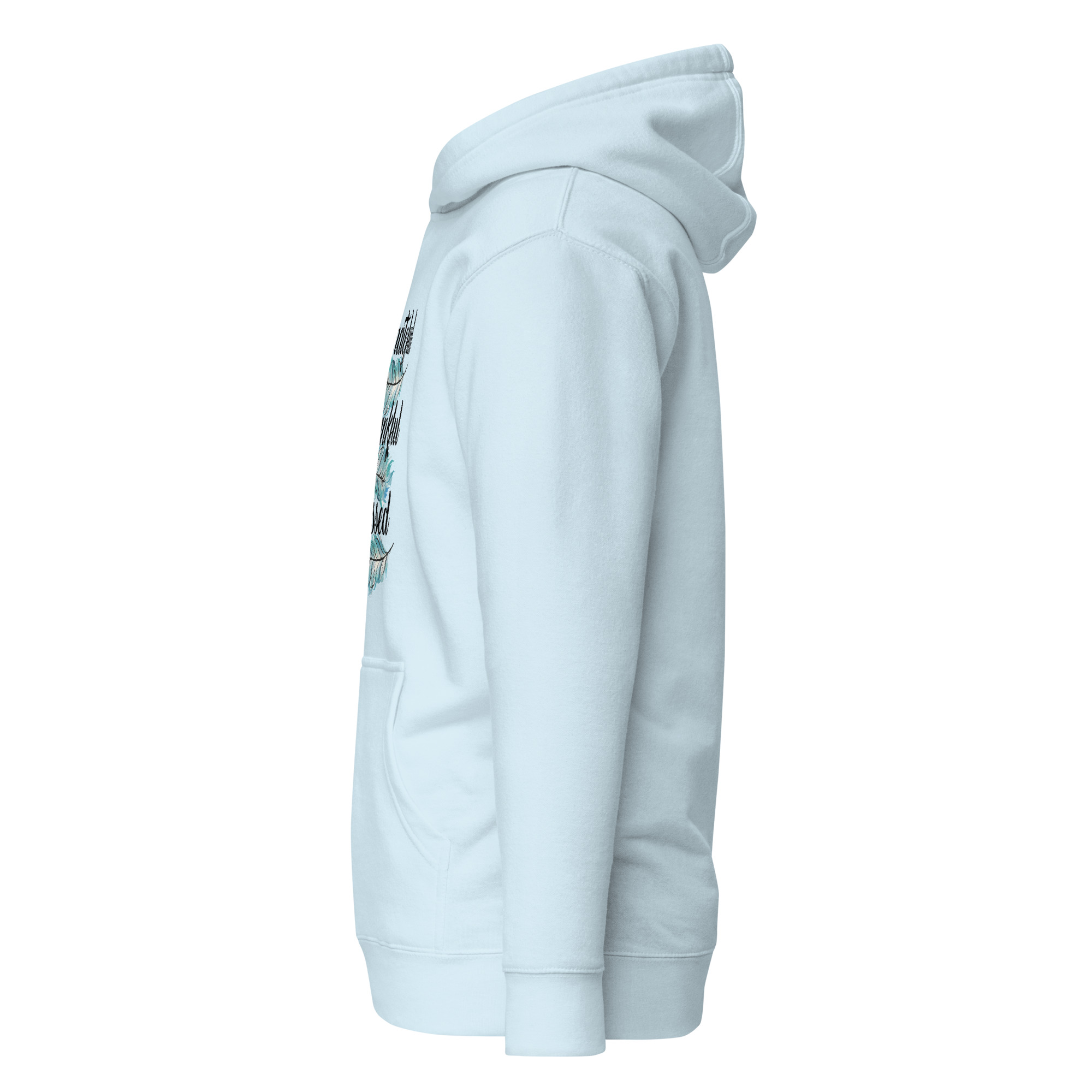 Grateful Thankful Blessed Teal Feathers Unisex Hoodie - Image 10