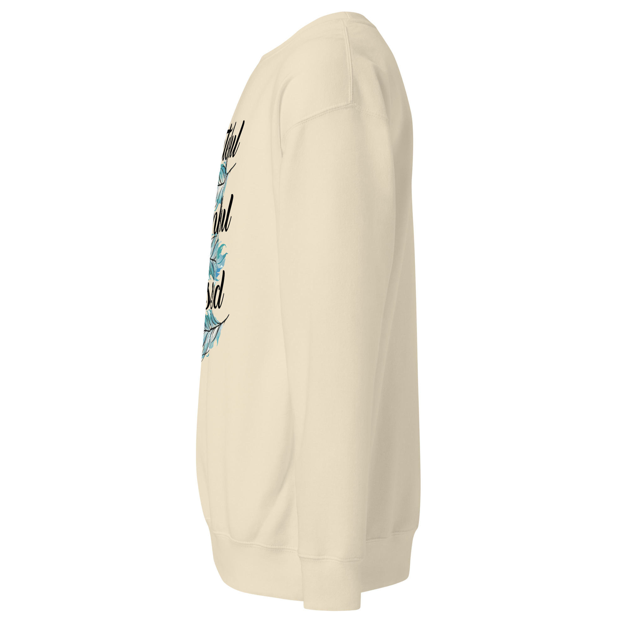 Grateful Thankful Blessed Teal Feathers Unisex Premium Sweatshirt - Image 6