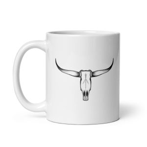 Texas Longhorn Skull White glossy mug