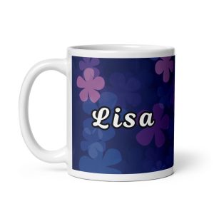 Midnight Retro Floral White glossy mug