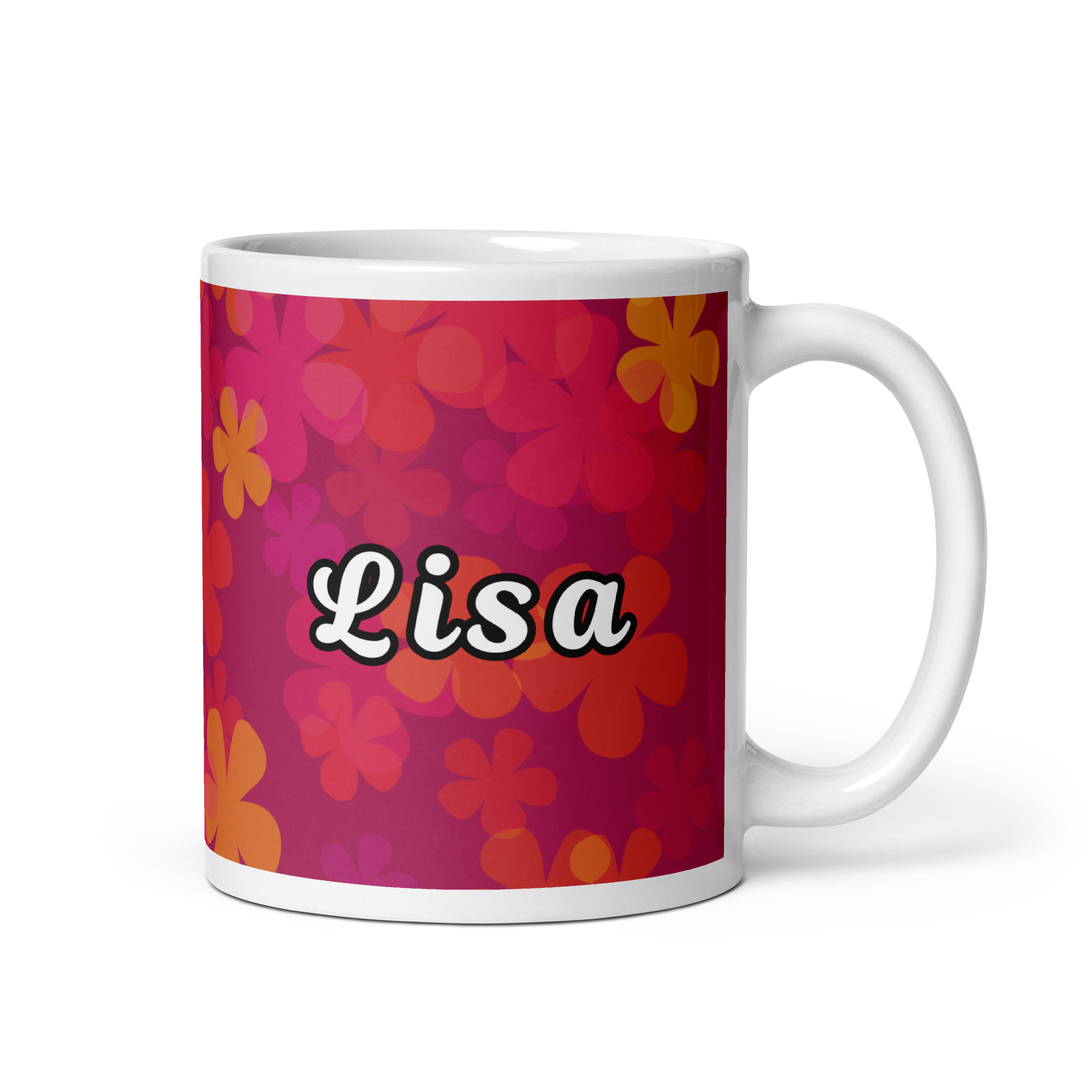 Custom Name Retro Floral glossy mug - Image 5