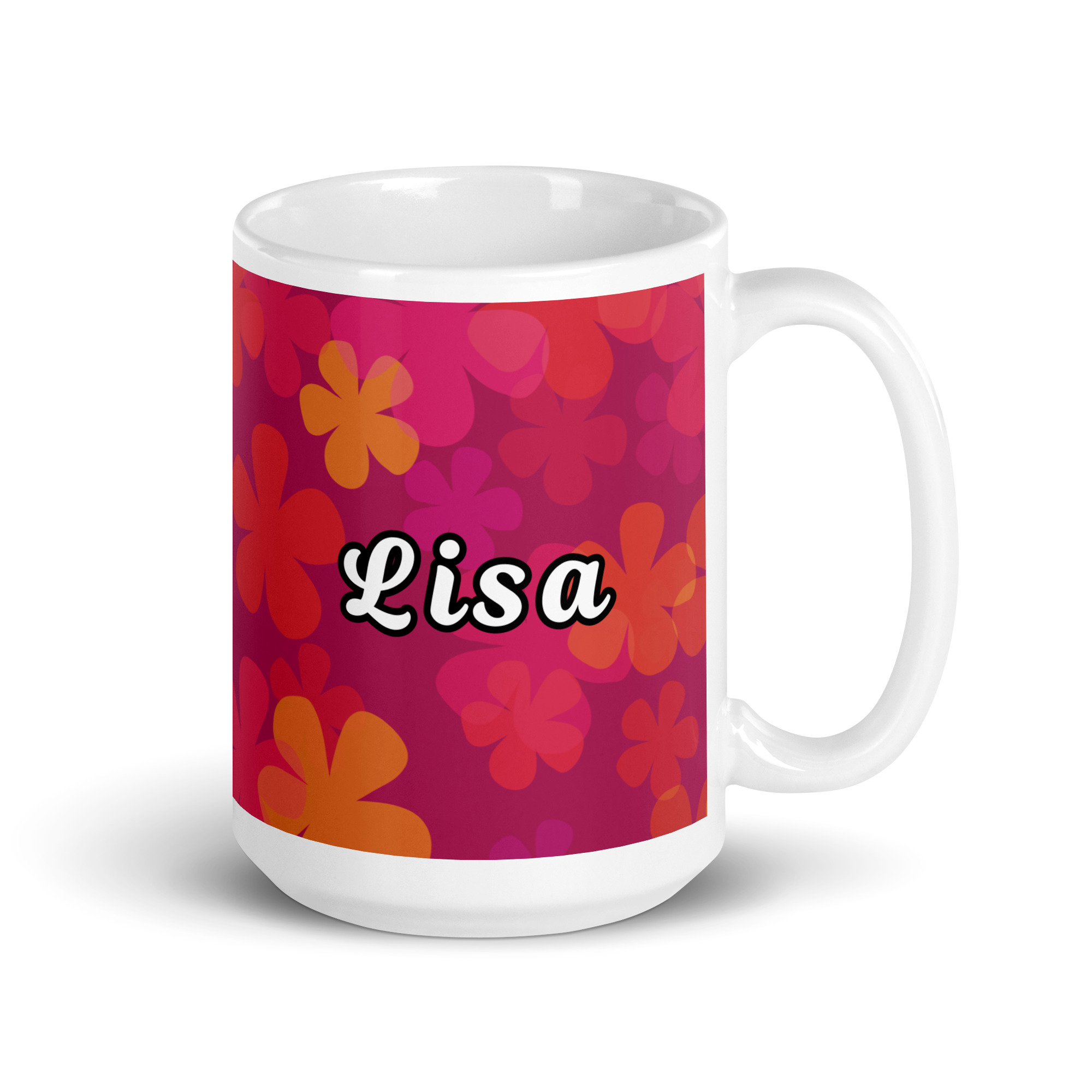 Custom Name Retro Floral glossy mug - Image 7