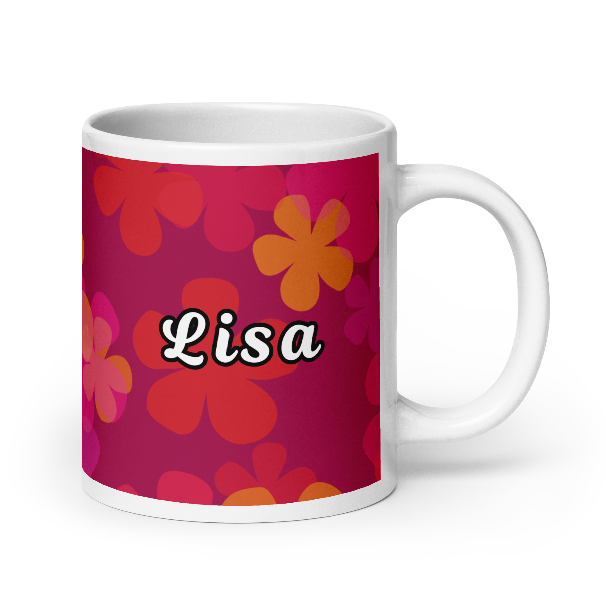 Custom Name Retro Floral glossy mug - Image 10