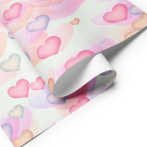 Small Watercolor Hearts Wrapping Paper Sheets