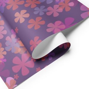 Dark Purple Custom Wrapping paper with Floral Print
