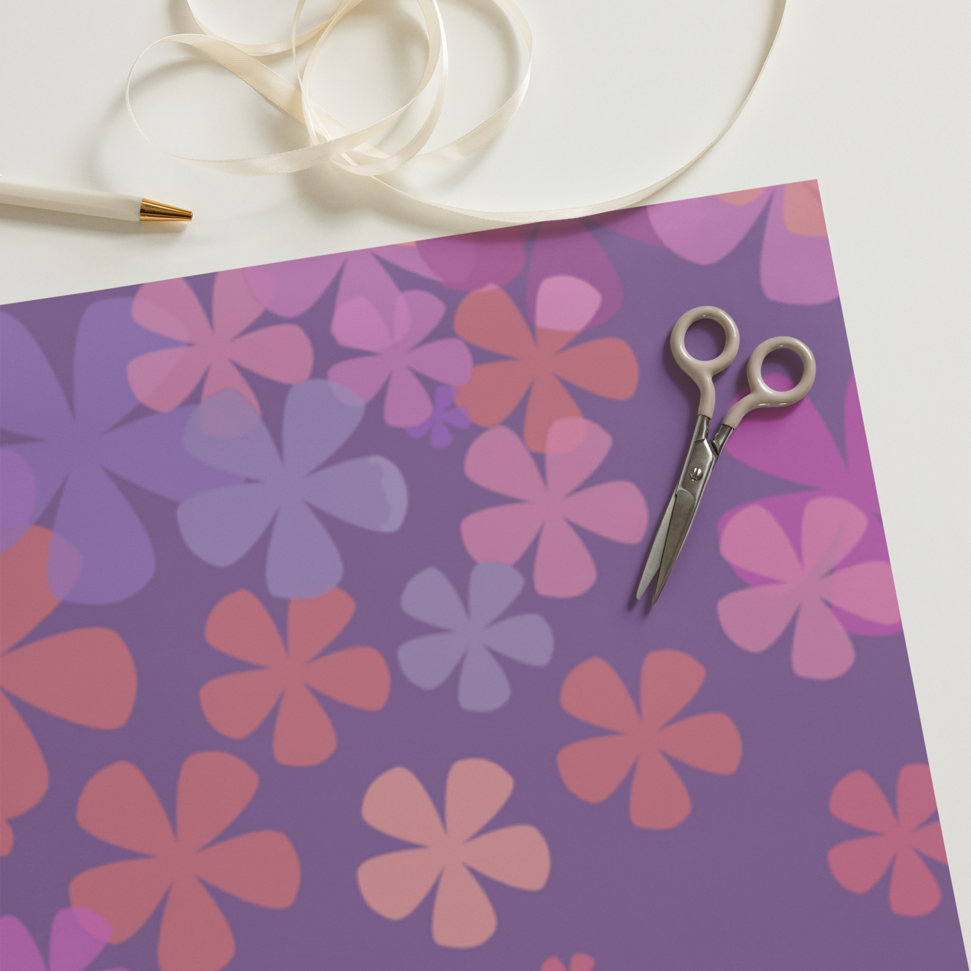 Dark Purple Custom Wrapping paper with Floral Print - Image 9