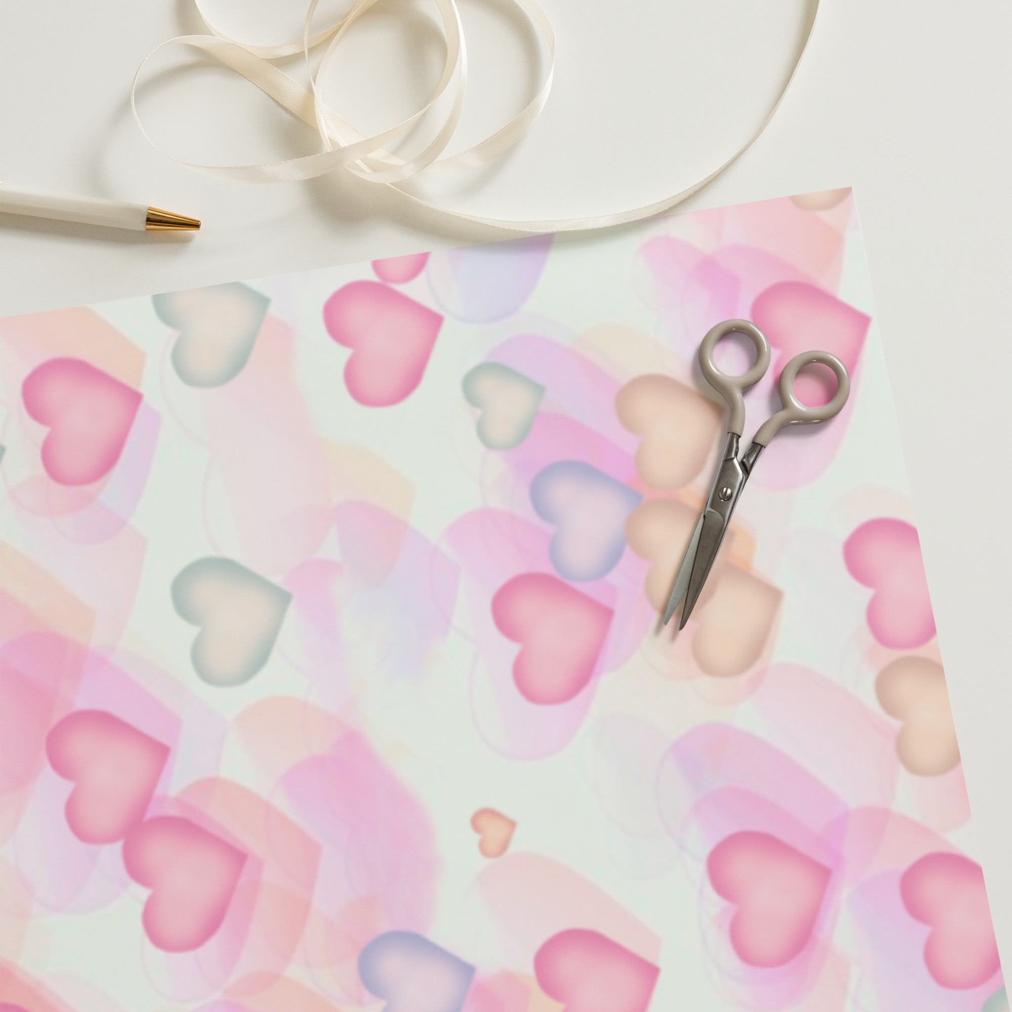 Watercolor Hearts Wrapping Paper Sheets - Image 10