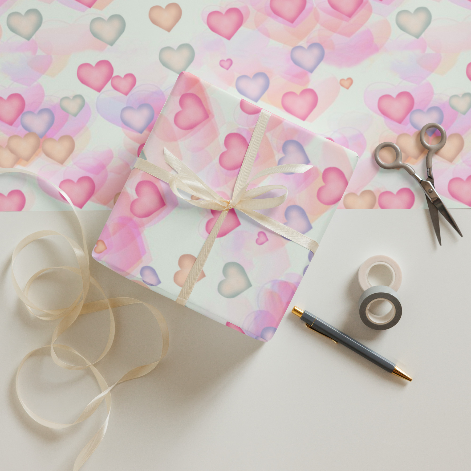 Watercolor Hearts Wrapping Paper Sheets - Image 11