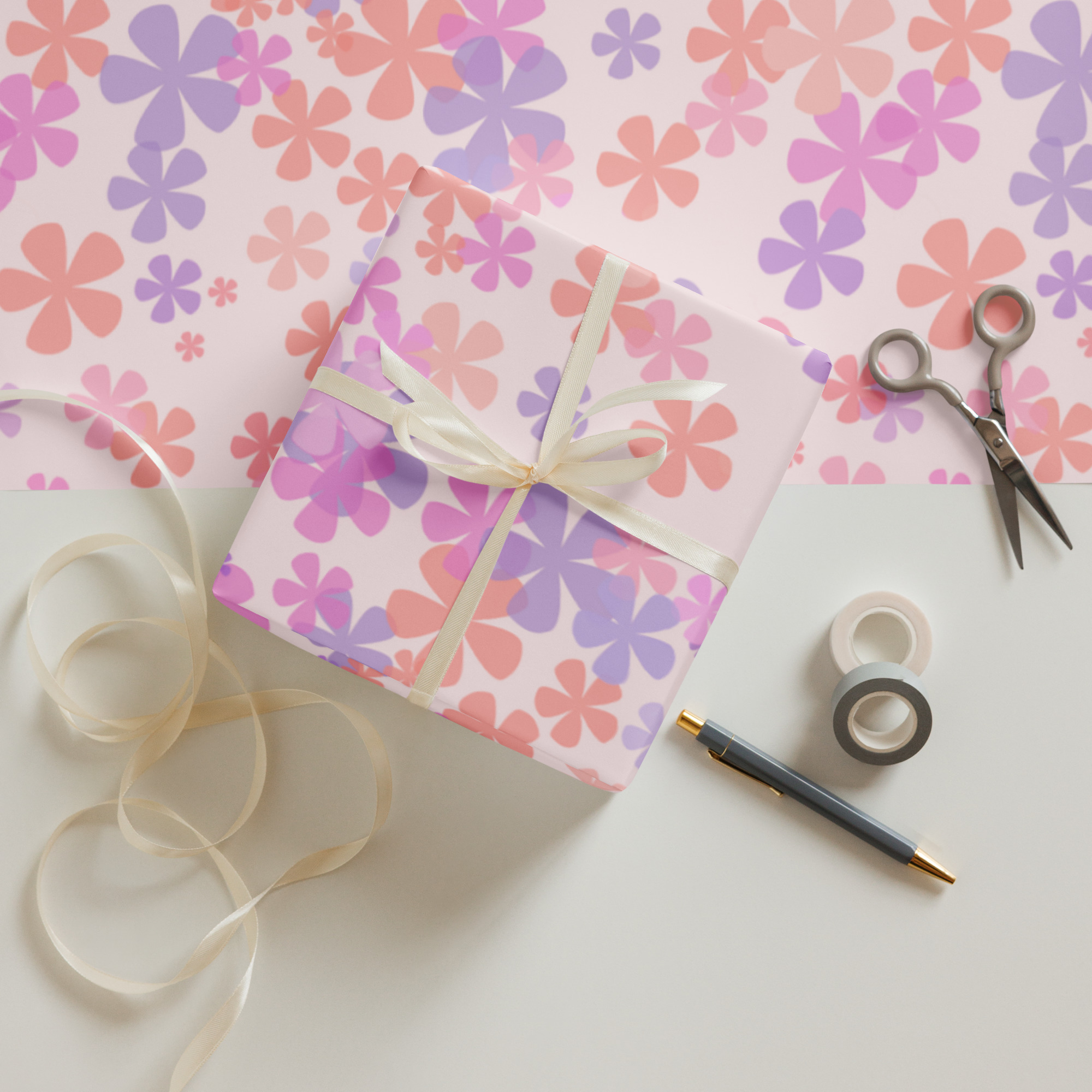 Pink Flowers Wrapping Paper Sheets - Image 12