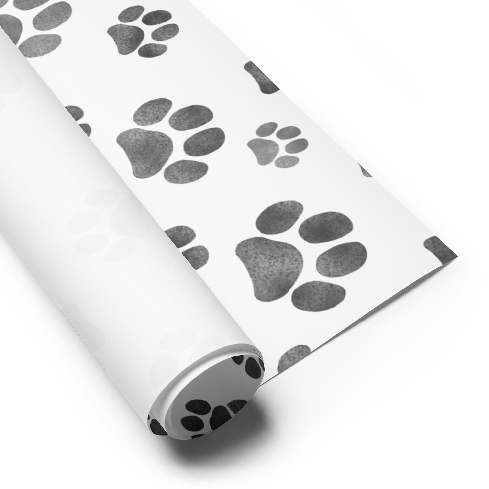 Black and White Dog Paw Print Wrapping Paper - Image 5