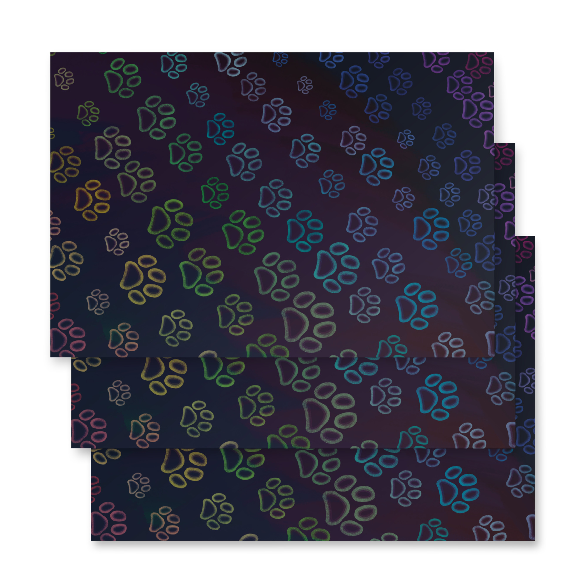 Neon Rainbow Dog Paw Wrapping Paper for Pet Lovers - Image 3