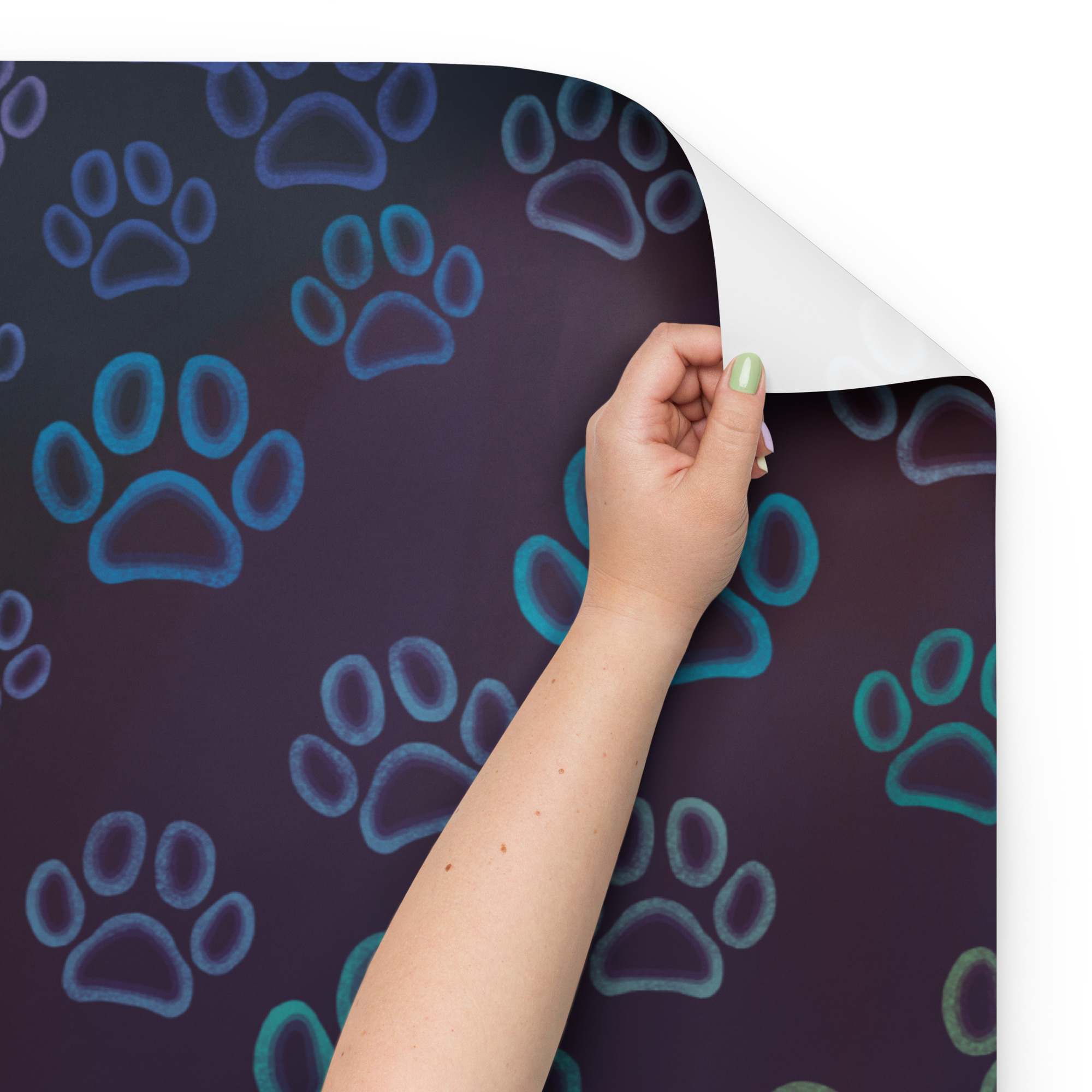 Neon Rainbow Dog Paw Wrapping Paper for Pet Lovers - Image 7
