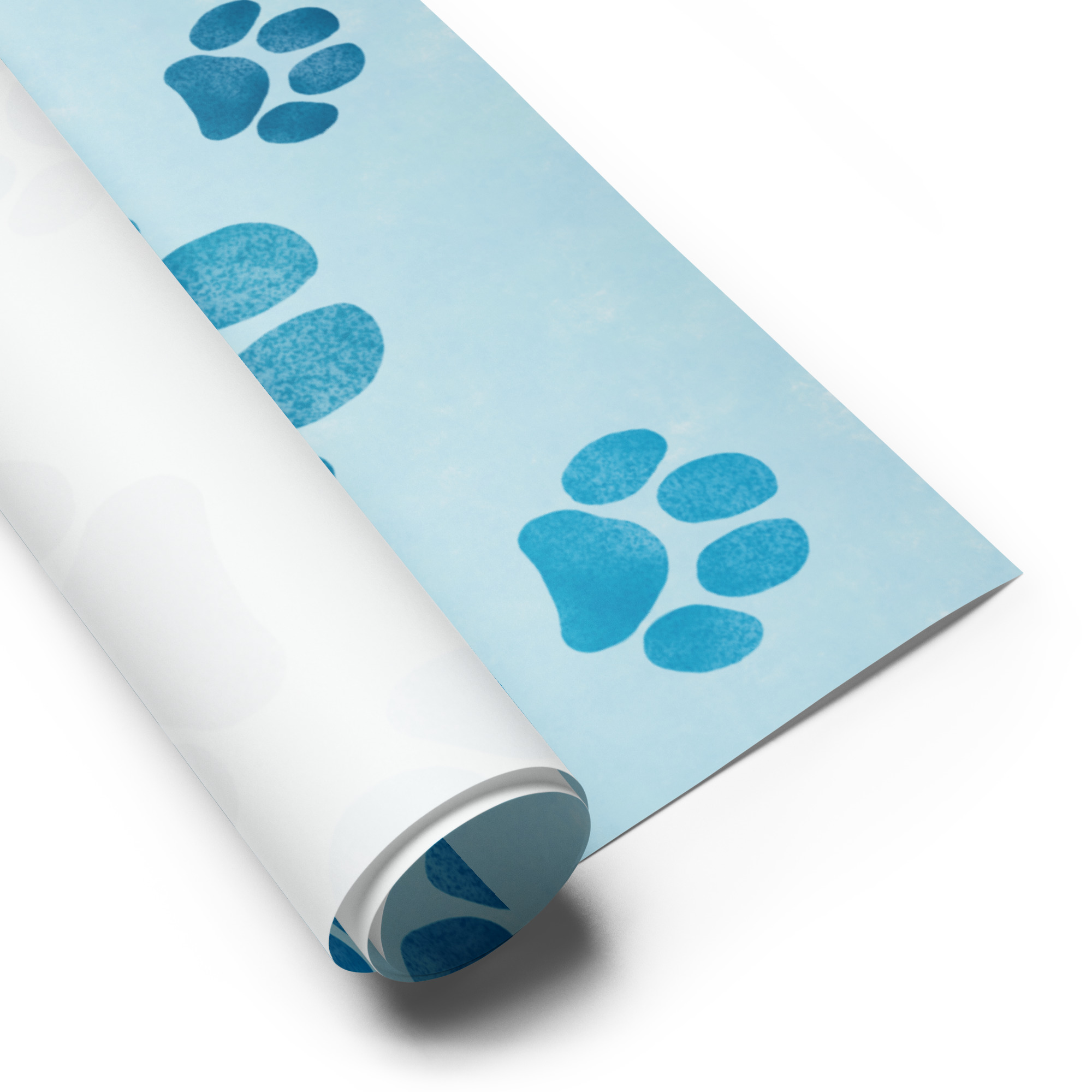 Blue Dog Lover Big Paw Print Gift Wrapping Paper - Image 5