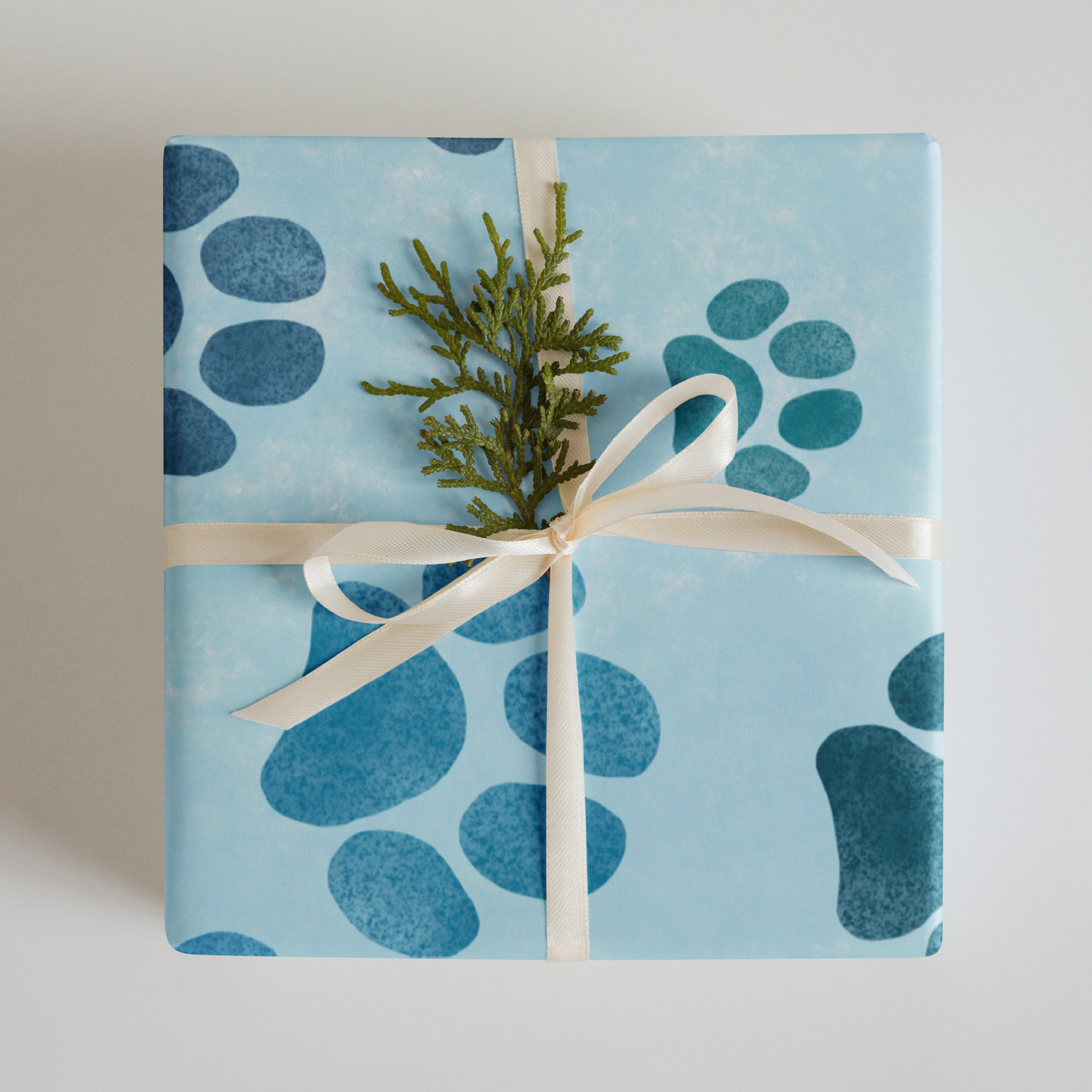 Blue Dog Lover Big Paw Print Gift Wrapping Paper - Image 11