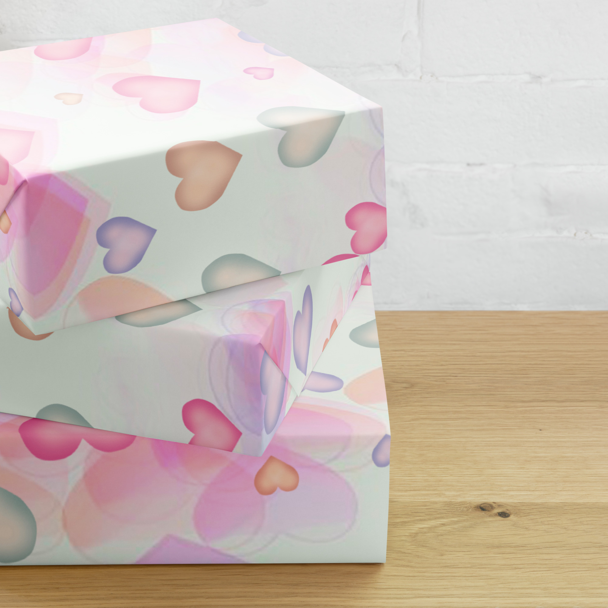 Small Watercolor Hearts Wrapping Paper Sheets - Image 5