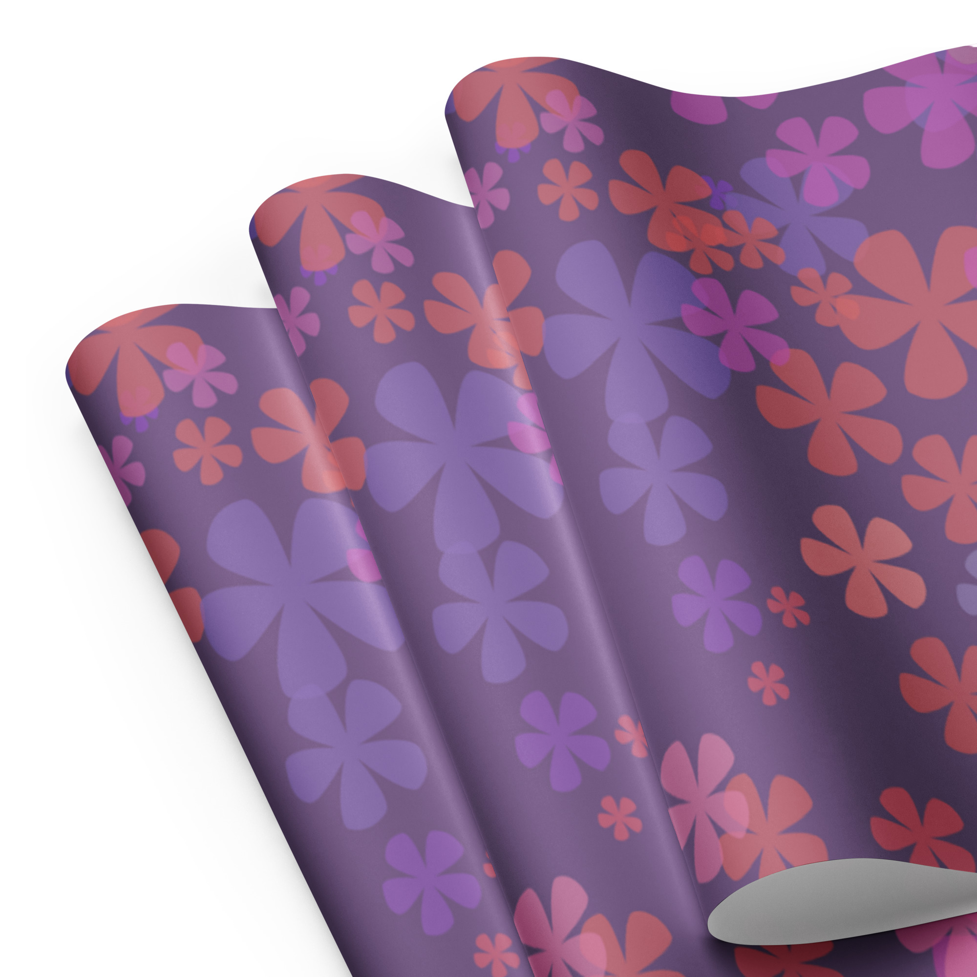 Dark Purple Custom Wrapping paper with Floral Print - Image 6