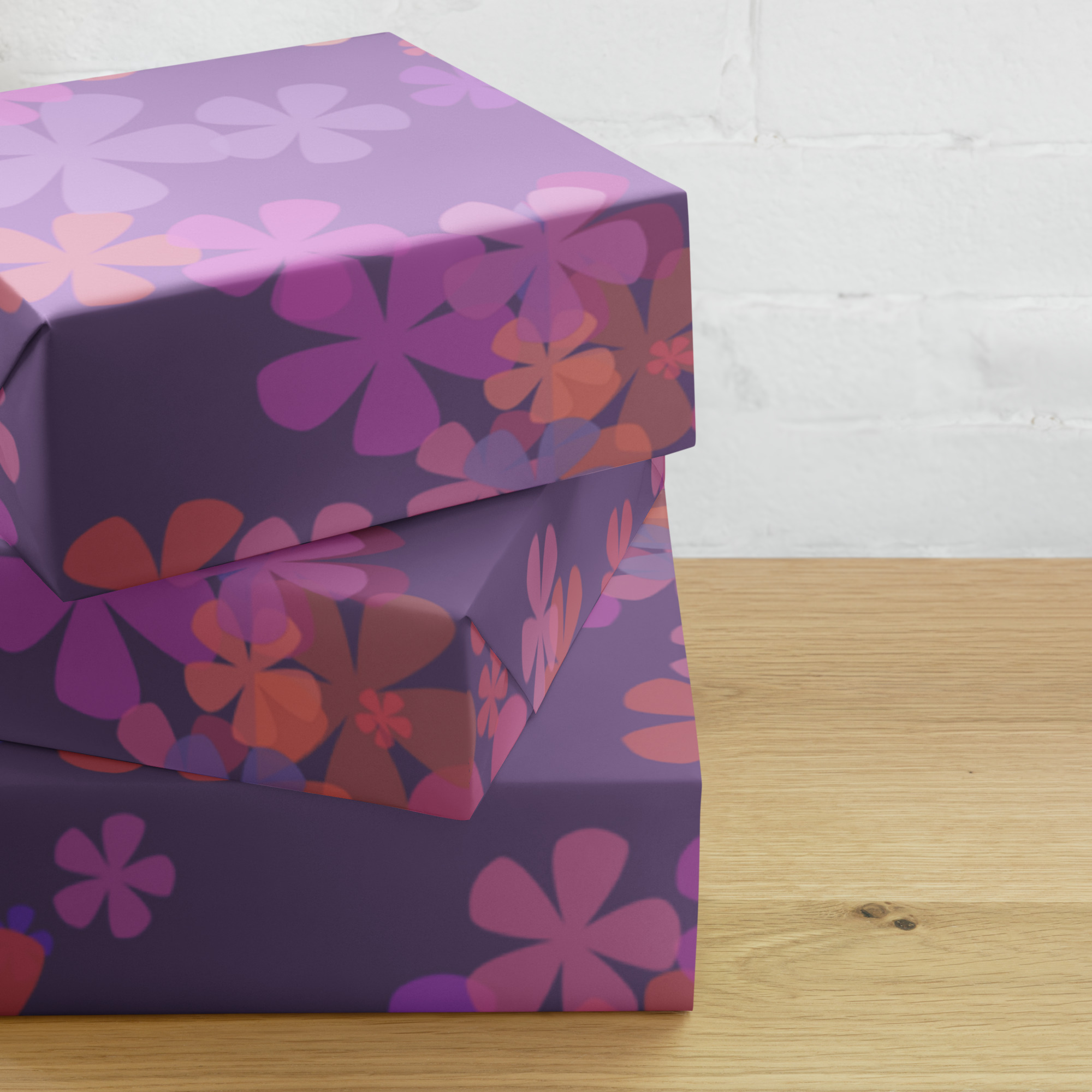 Dark Purple Custom Wrapping paper with Floral Print - Image 8