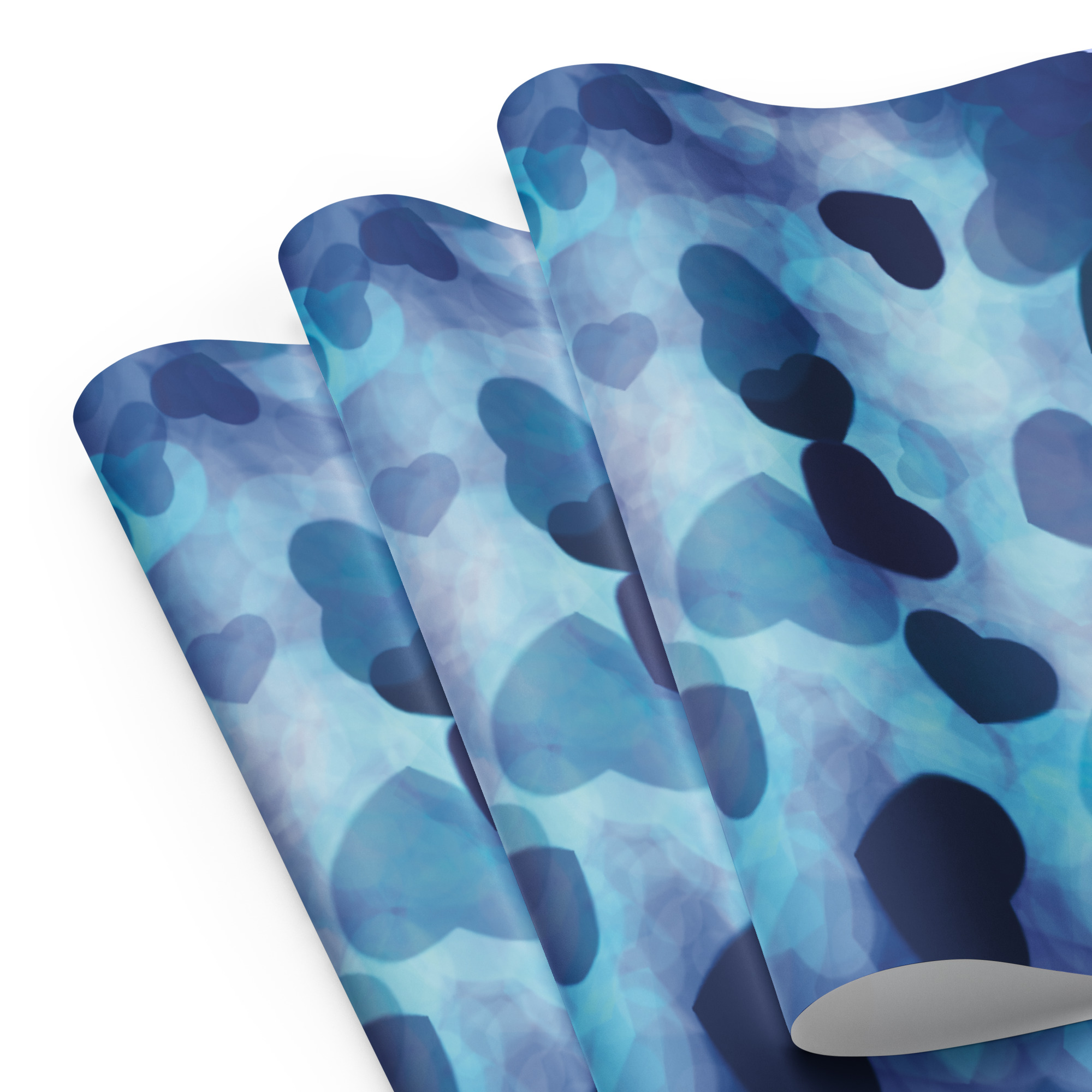 Light Blue, Navy Blue Hearts Wrapping paper sheets - Image 5