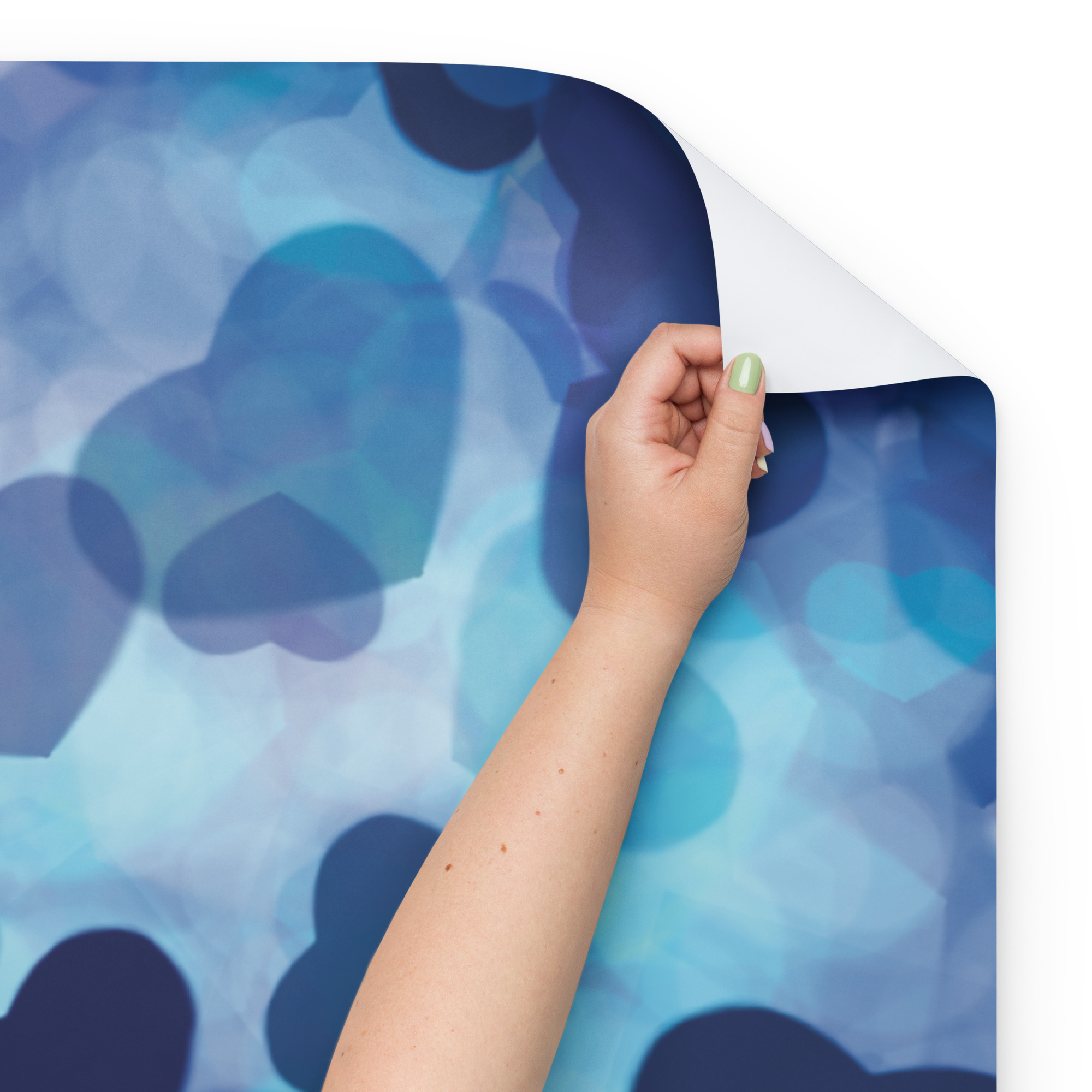 Light Blue, Navy Blue Hearts Wrapping paper sheets - Image 6