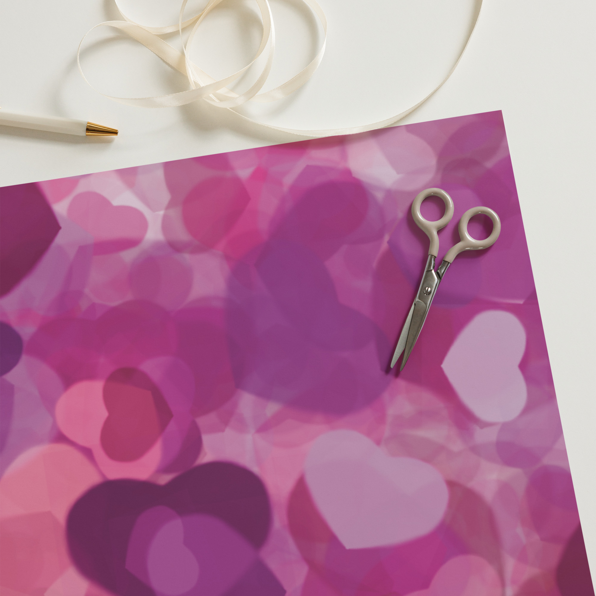 Love Pink Magenta Heart Wrapping paper sheets - Image 11