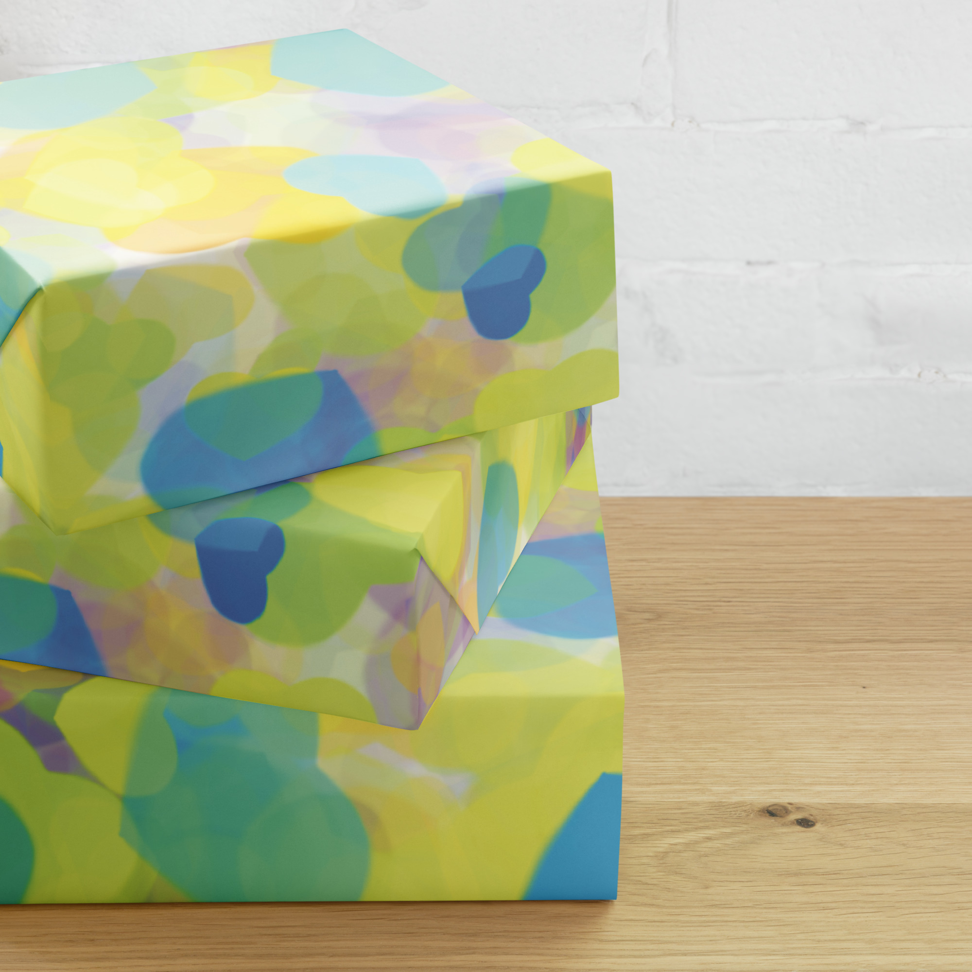 Yellow Blue Hearts Wrapping paper sheets - Image 10