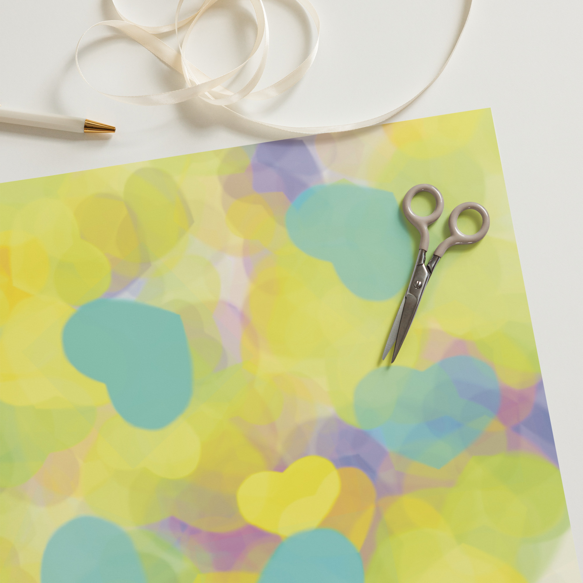 Yellow Blue Hearts Wrapping paper sheets - Image 11