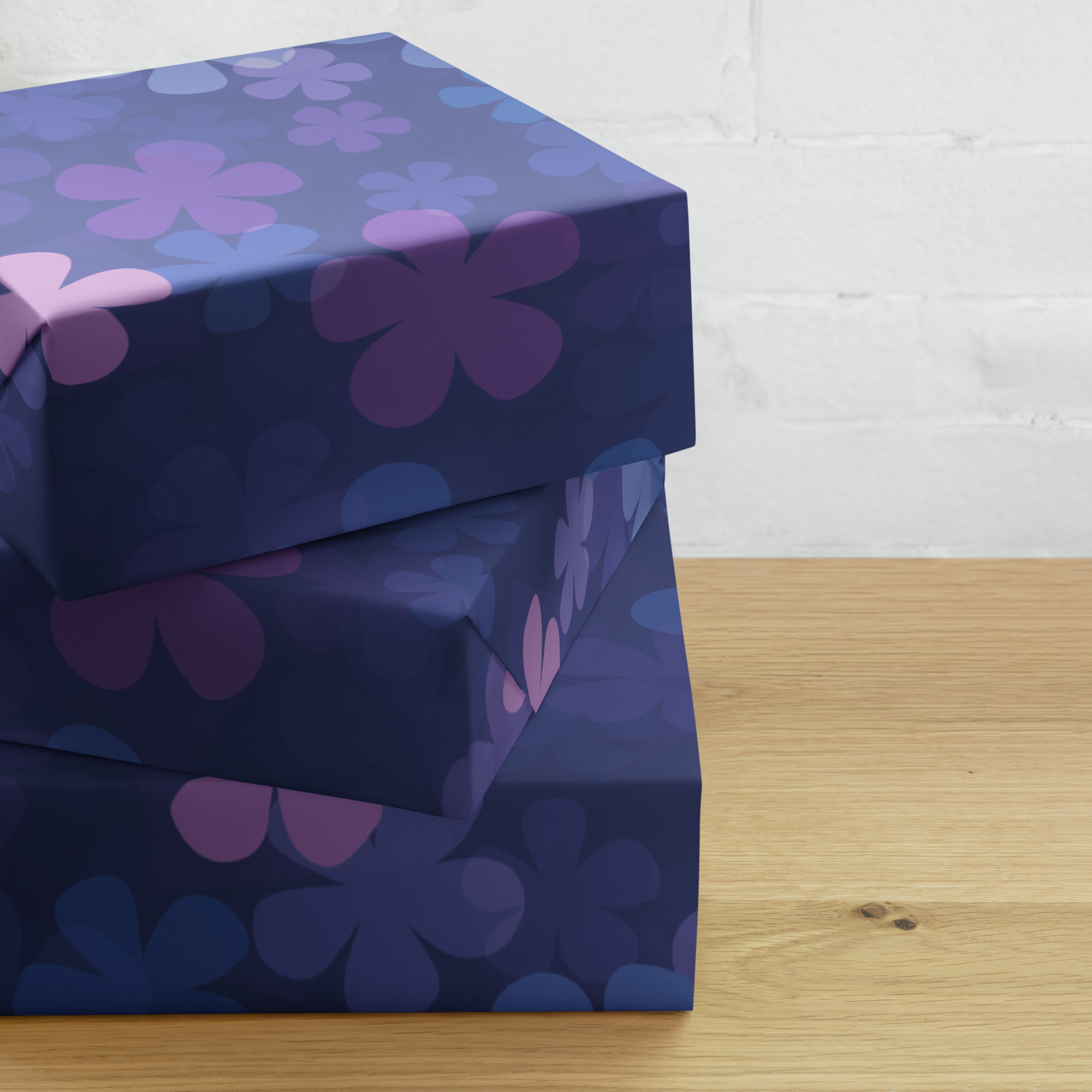 Purple Pink Blue Floral Wrapping paper sheets - Image 8
