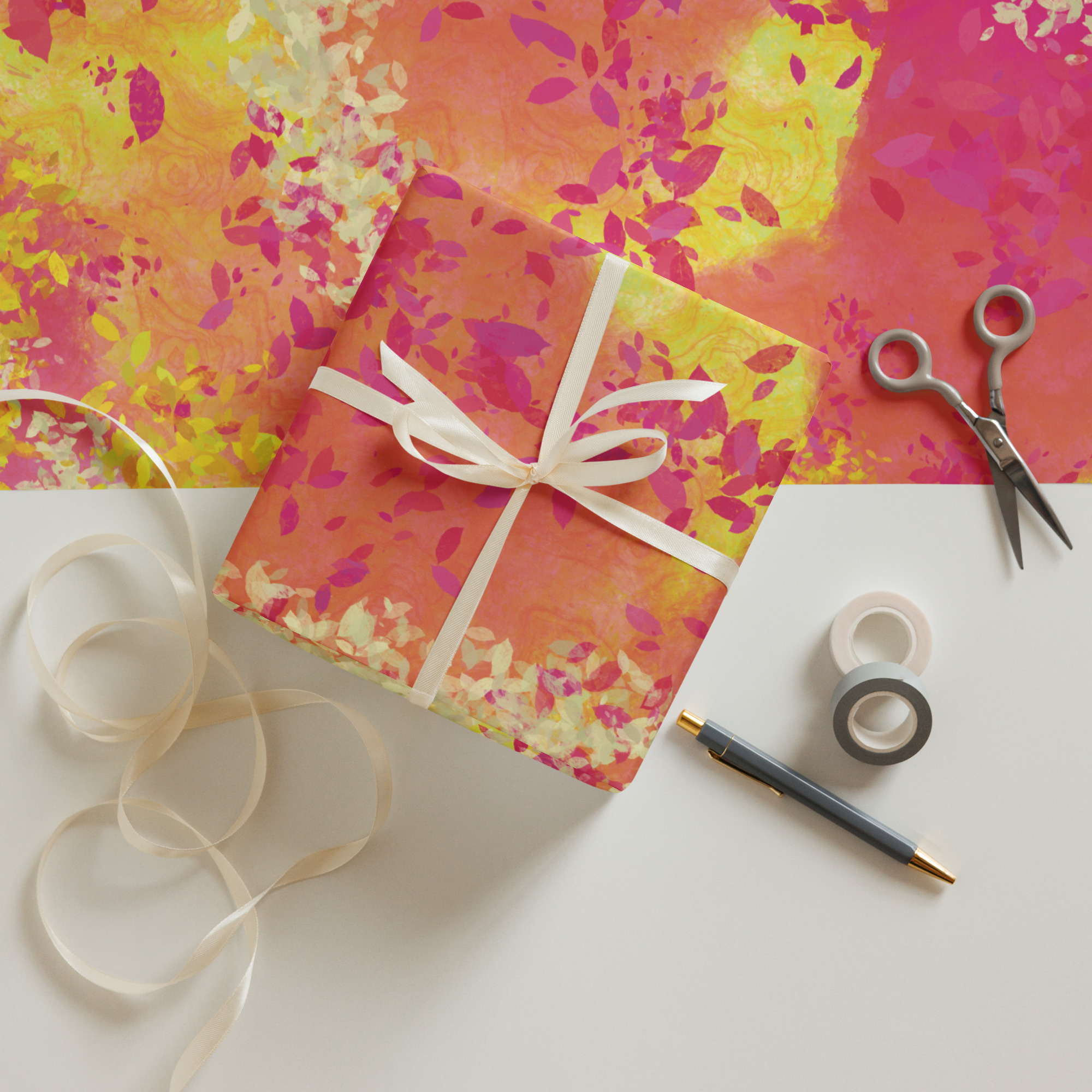 Orange Yellow Leaves Wrapping paper sheets - Image 10