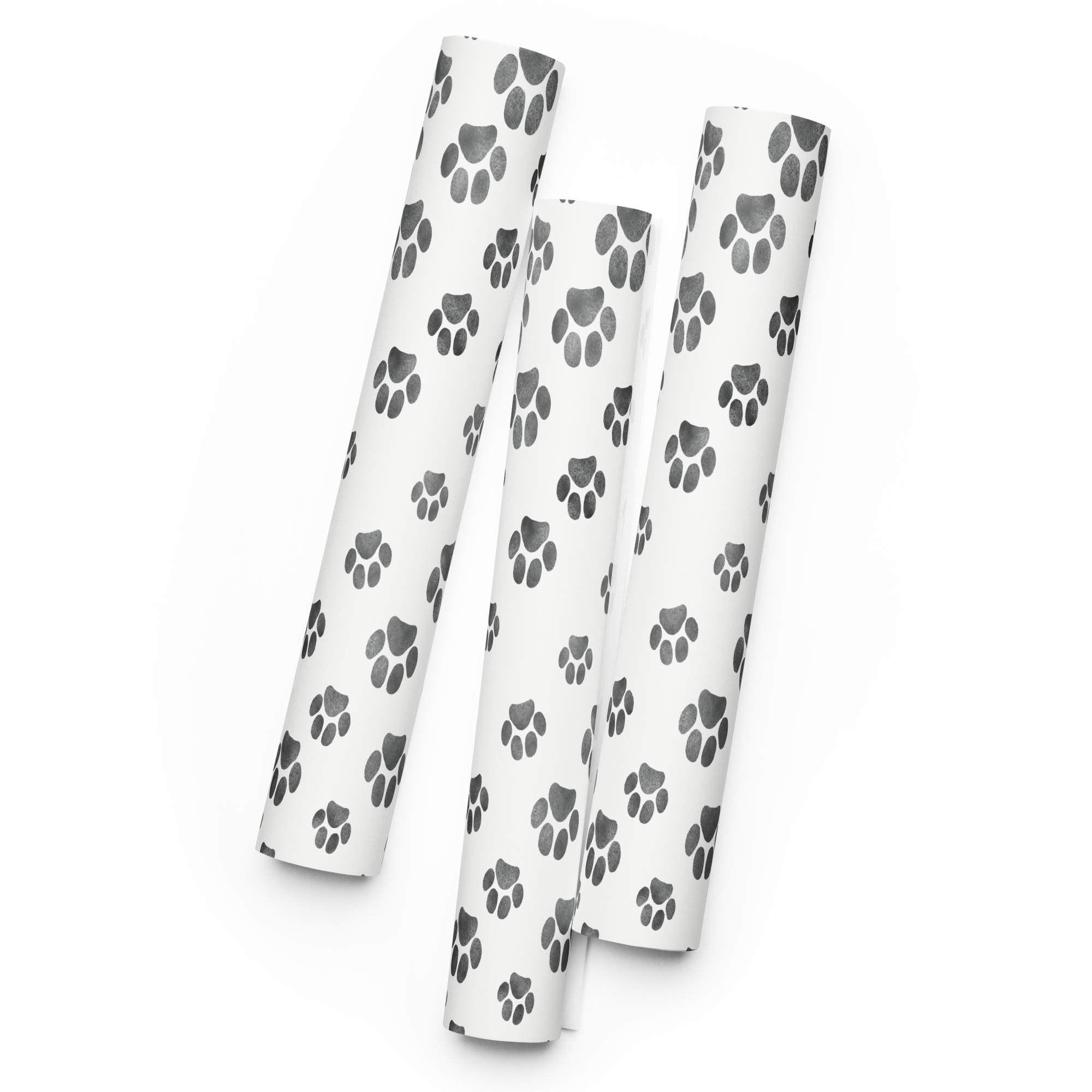 Black and White Dog Paw Print Wrapping Paper - Image 4