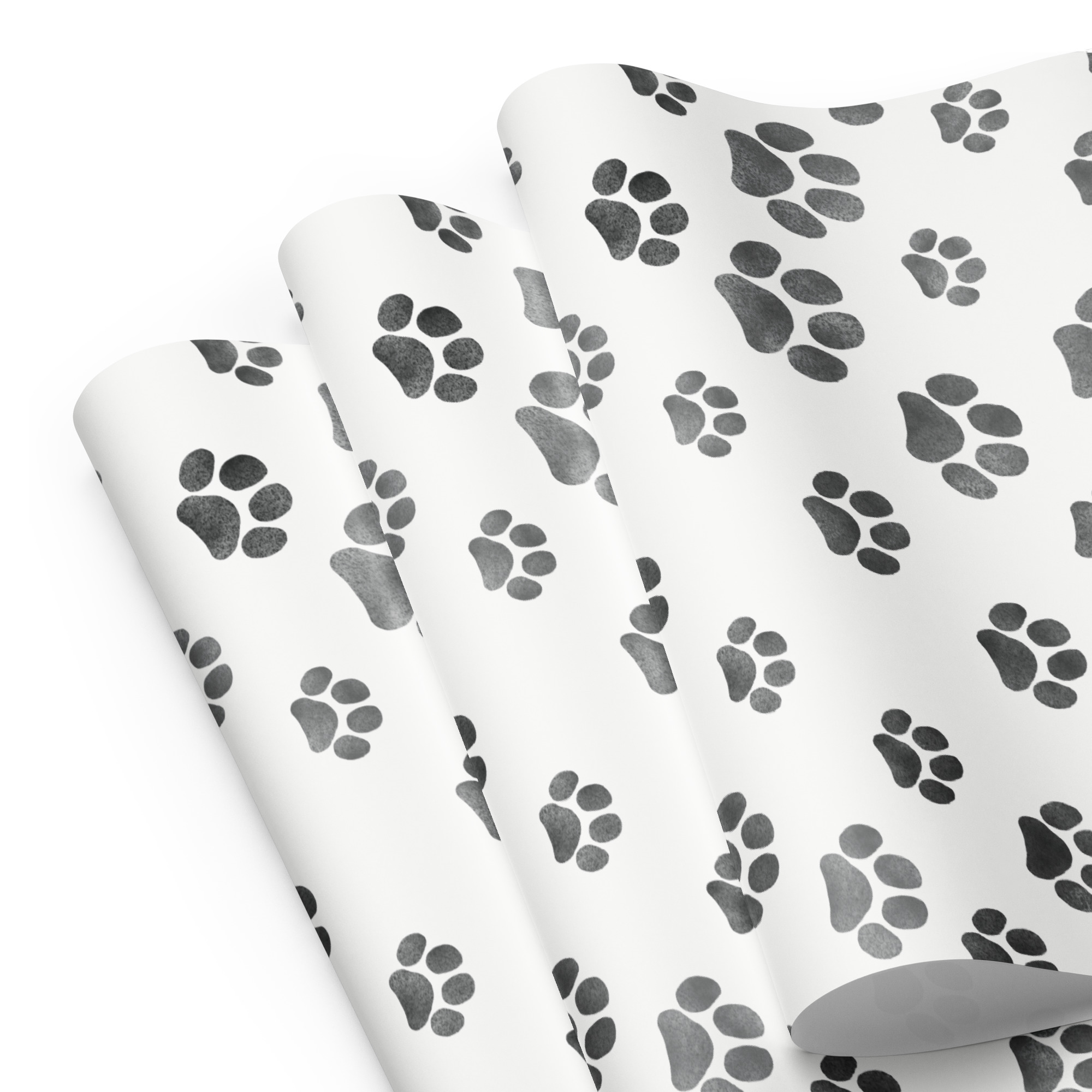 Black and White Dog Paw Print Wrapping Paper - Image 6