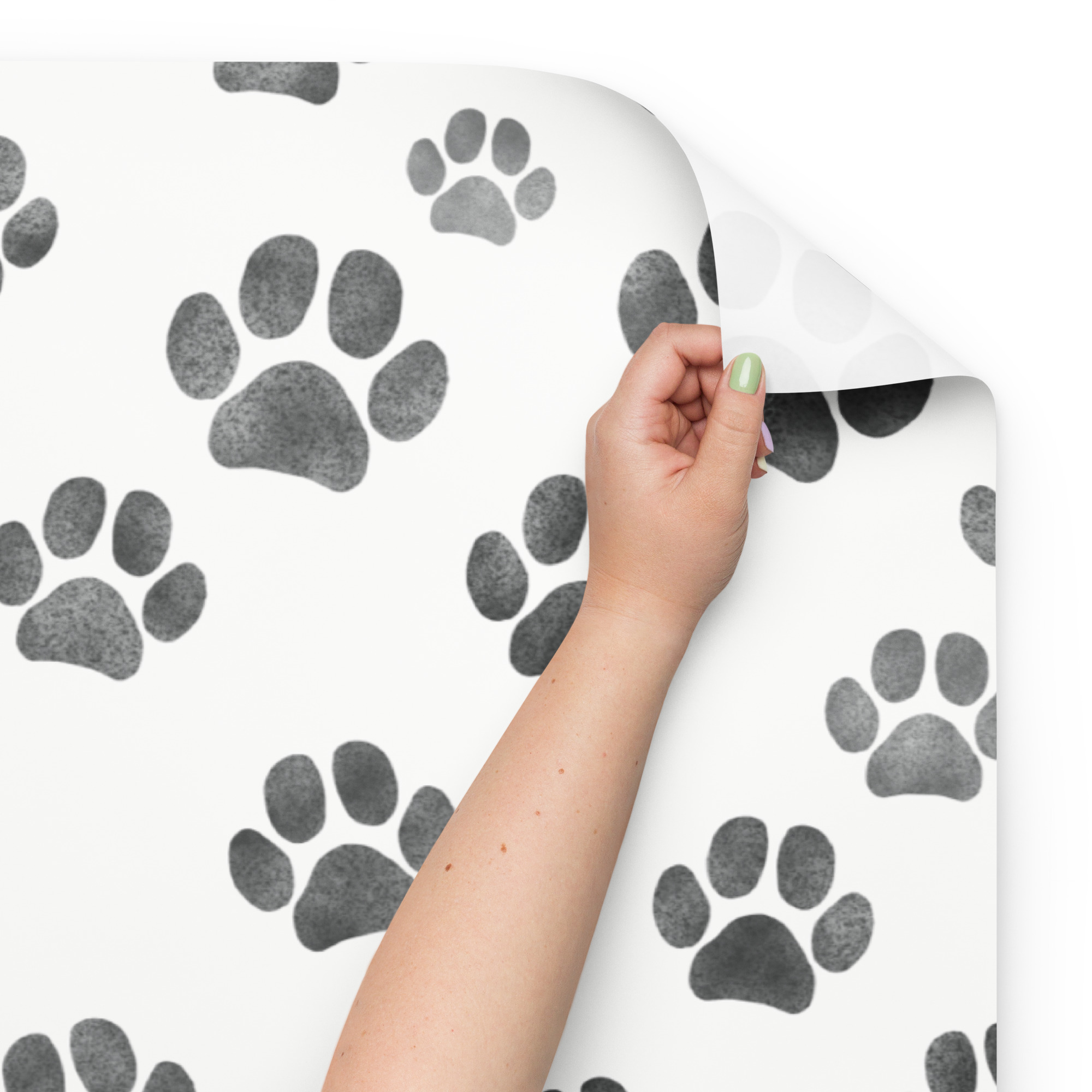 Black and White Dog Paw Print Wrapping Paper - Image 7