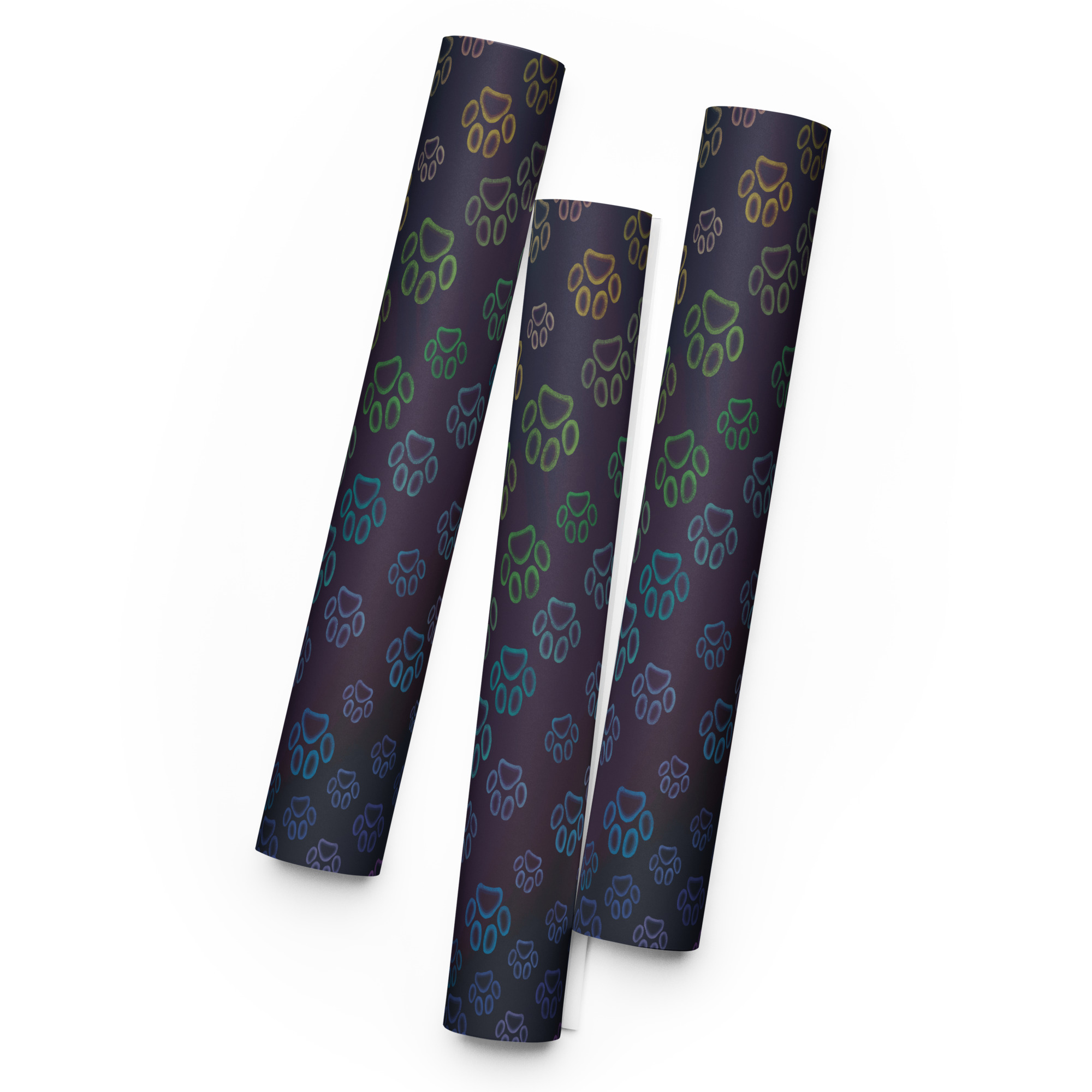 Neon Rainbow Dog Paw Wrapping Paper for Pet Lovers - Image 4