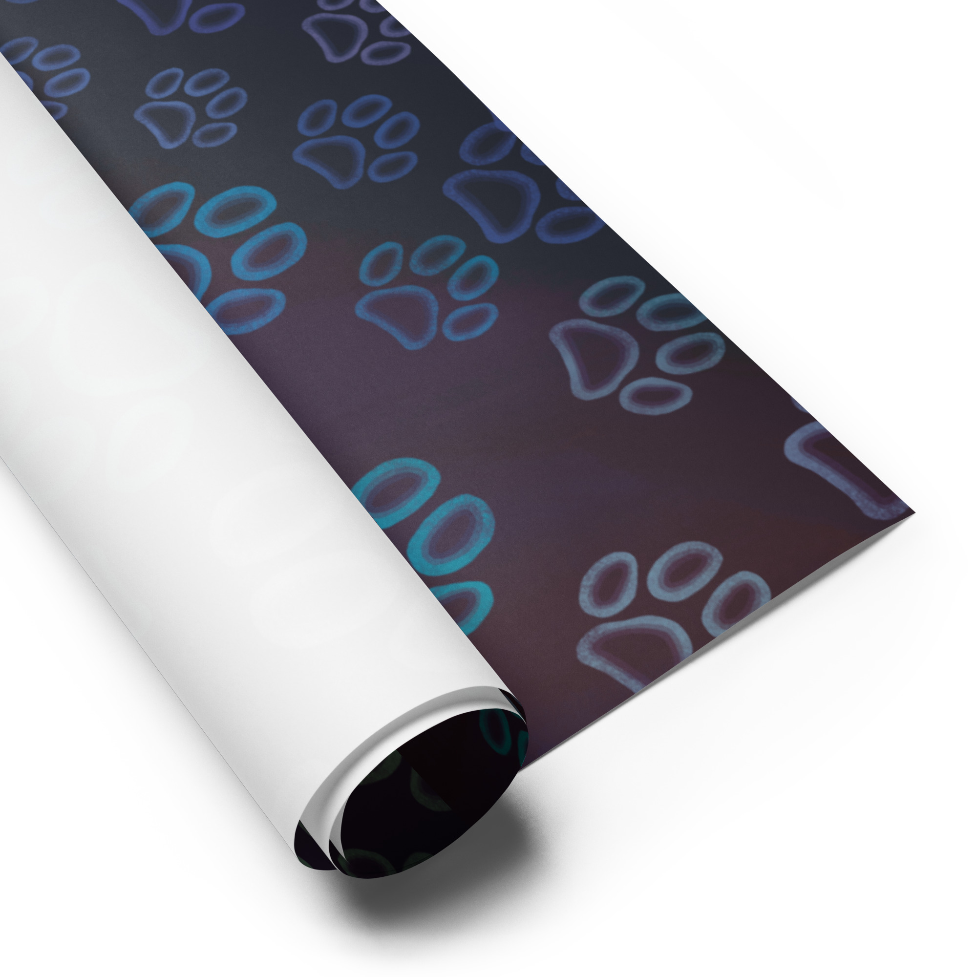 Neon Rainbow Dog Paw Wrapping Paper for Pet Lovers - Image 5