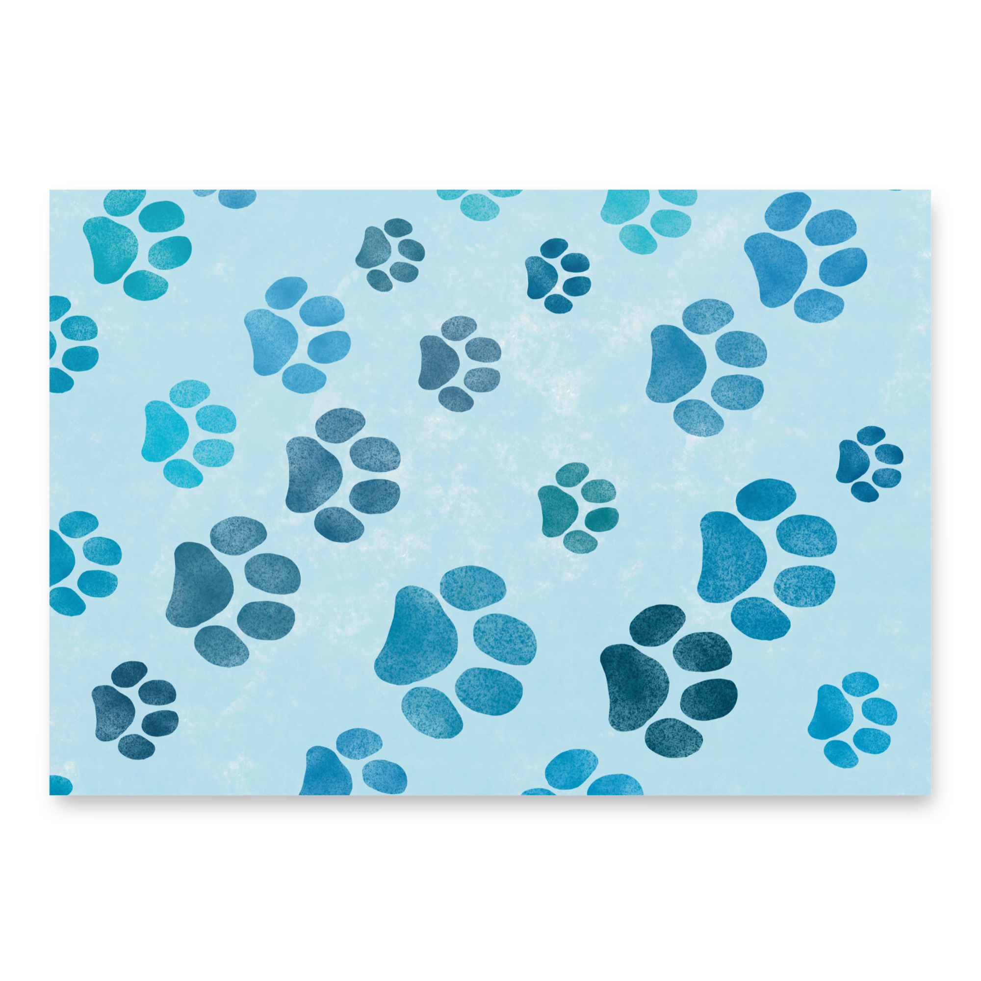 Blue Dog Lover Big Paw Print Gift Wrapping Paper - Image 2