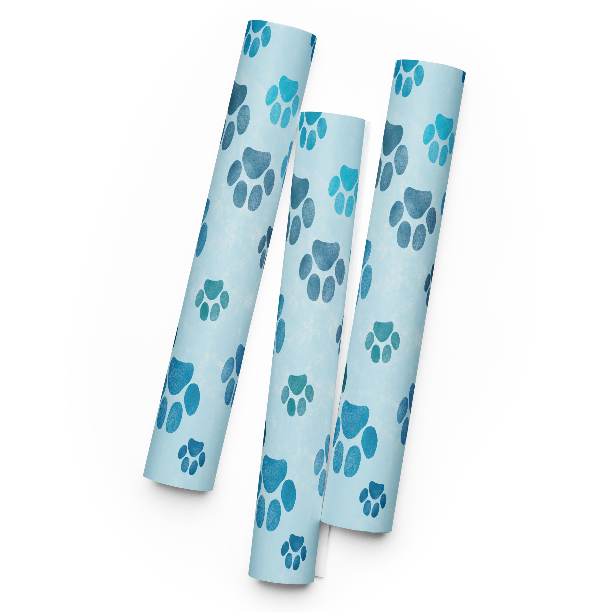 Blue Dog Lover Big Paw Print Gift Wrapping Paper - Image 4
