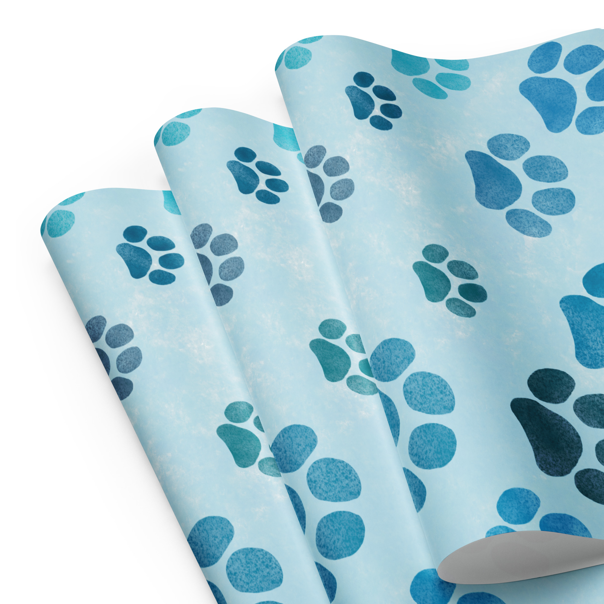 Blue Dog Lover Big Paw Print Gift Wrapping Paper - Image 6
