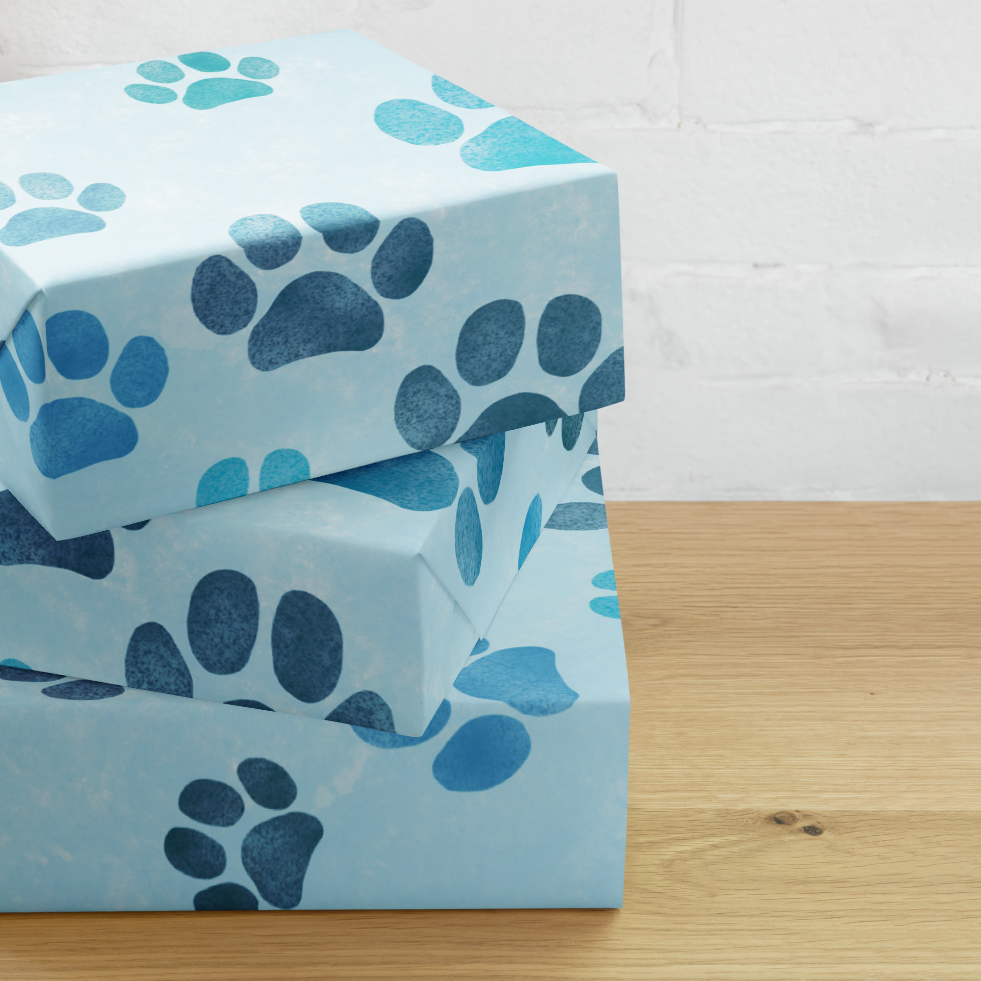 Blue Dog Lover Big Paw Print Gift Wrapping Paper - Image 8