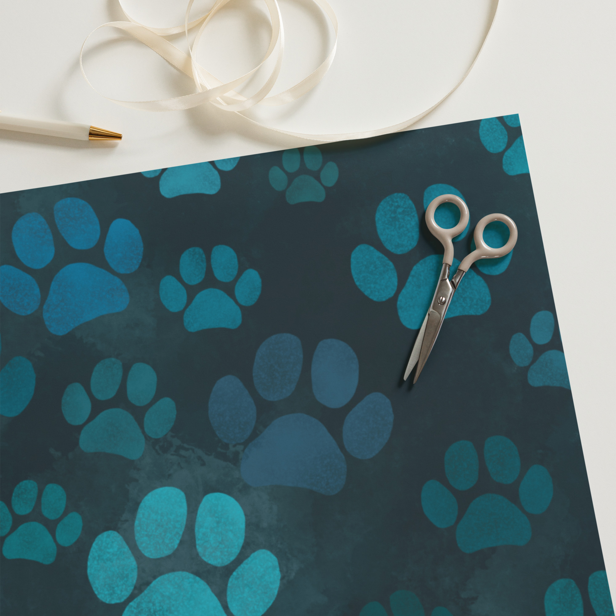 Dog Paw Print Watercolor Wrapping paper sheets - Image 9