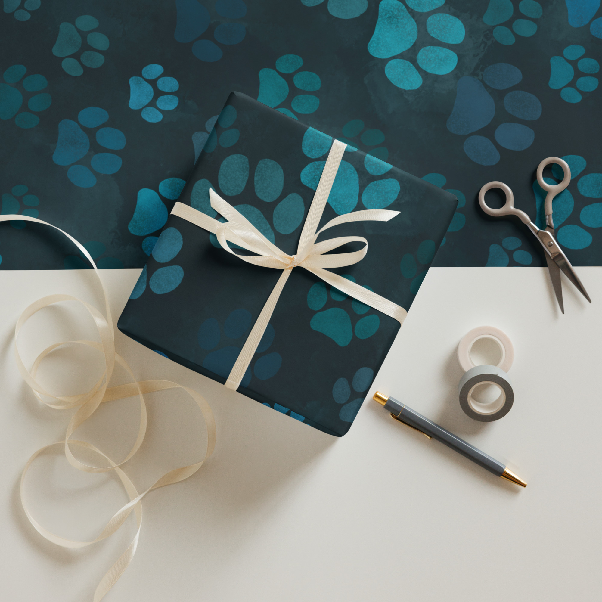 Dog Paw Print Watercolor Wrapping paper sheets - Image 10